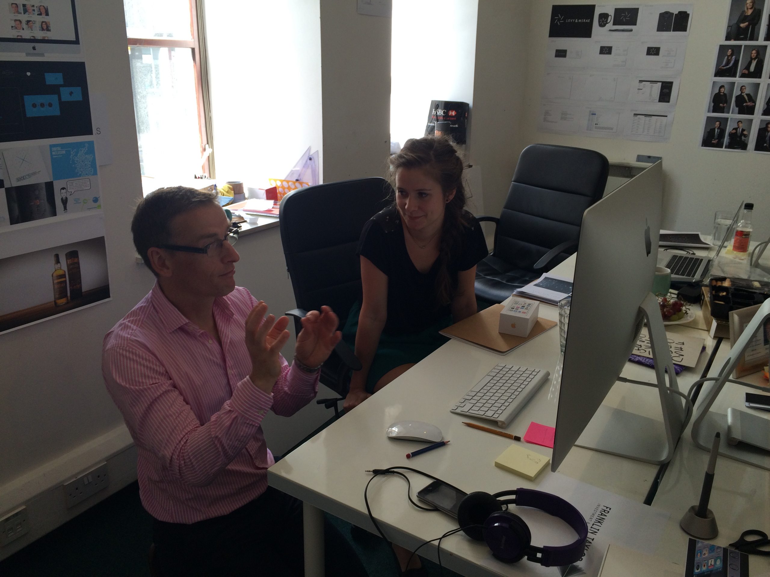 ‘Intense conversations’ Great pic of our designer Fruzsina and Steffen deep in discussion about his new brand.